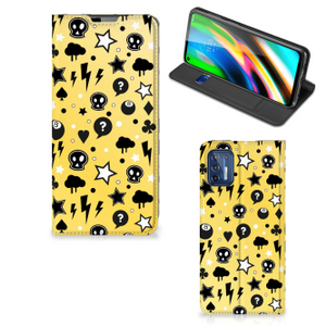 Mobiel BookCase Motorola Moto G9 Plus Punk Geel