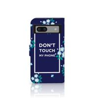 Google Pixel 8A Portemonnee Hoesje Flowers Blue DTMP