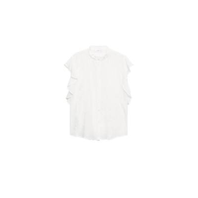 Mango blouse met ruches naturel wit