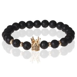 Memphis kralen armband Lavasteen Crown Gold