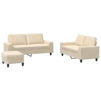 vidaXL 3-delige Loungeset stof crèmekleurig