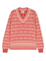 Gucci Kids cardigan en maille intarsia à col v - Rouge