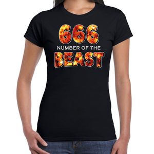 666 number of the beast horror shirt zwart voor dames - verkleed t-shirt