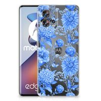 TPU Case voor Motorola Edge 30 Fusion Flowers Blue - thumbnail