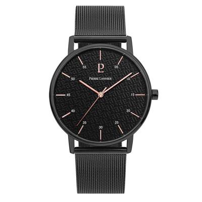 Pierre Lannier - Cityline - Herenhorloge 203F438 (Zwart, Rosé Goud, Stalen Mesh Band) Pierre Lannier - Cityline - Herenhorloge 203F438 (Zwart, Rosé Goud, Stalen Mesh Band)