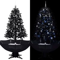 Kerstboom sneeuwend met paraplubasis 170 cm PVC zwart - thumbnail