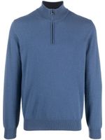 Corneliani high-neck ribbed-trim jumper - Bleu - thumbnail