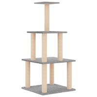 vidaXL Kattenmeubel met sisal krabpalen 111 cm lichtgrijs, kattenpaal, kattenboom, kattenkrabpaal, kattenhuis, kattenmeubel, kattenpalen