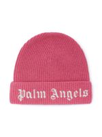 Palm Angels Kids logo-embroidered ribbed-knit beanie - Rose - thumbnail