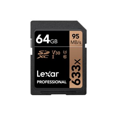 Lexar 633X 64GB 95MB/s Professional U3 V30 SDXC Geheugenkaart
