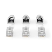 Nedis CCBW89380GY Rj45-connector Rj45 Pass Through Stevig/gesnoerd Ftp Cat6a Recht Verguld 10 Stuks Pvc Grijs Doos