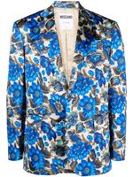 Moschino single-breasted all-over floral print blazer - Bleu