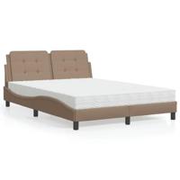 vidaXL Bed met matras kunstleer cappuccinokleurig 120x200 cm, bed, bed ombouw, tweepersoonsbed, bedbodem, slaapkamermeubel, 2 persoonsbed, logeerbed