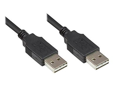 Good Connections Aansluitkabel USB 2.0 Mannelijk A naar Mannelijk A, Folie en Vlechtafscherming, Koperdraad zwart 5 m