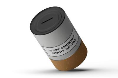 Fisura spaarpot Stop Smoking 10 x 15 cm staal wit