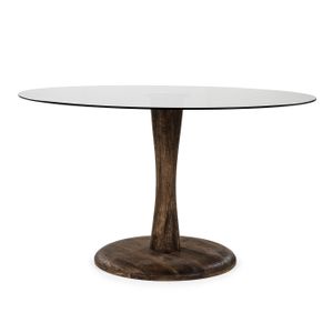 By-Boo Eettafel Boogie Mangohout en glas, 130cm - Rond