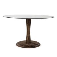 By-Boo Eettafel Boogie Mangohout en glas, 130cm - Rond