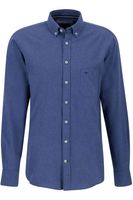 Fynch-Hatton Casual Fit Flanellen Overhemd donkerblauw, Effen