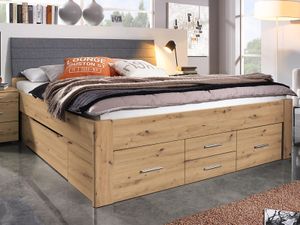 Bed SCARLETT 160x200 cm artisan eik met zes lades met hoofdeinde met stof