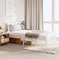 Bedframe met hoofd- en voeteneinde metaal wit 100x200 cm - thumbnail