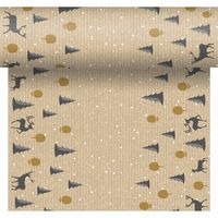 Kerstversiering papieren tafelkleed/tafelloper/placemats op rol 40 x 480 cm kraft   - - thumbnail