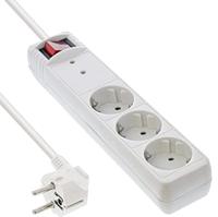 InLine 16431Q stekkerdoos, 3-voudig beveiligd contact, met overspanningsbeveiliging, met schakelaar, 1,5 m, wit