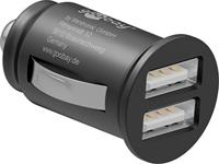 goobay 44177 2-poorts auto - 2,4 A autolader - min sigarettenaansteker dual USB-lader - geschikt voor auto's en vrachtwagens (12 V / 24 V),zwart