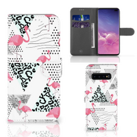 Samsung Galaxy S10 Plus Telefoonhoesje met Pasjes Flamingo Triangle - thumbnail