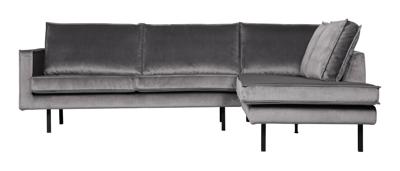 BePureHome Hoekbank 'Rodeo' Rechts, Velvet, kleur Lichtgrijs
