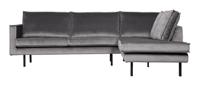 BePureHome Hoekbank 'Rodeo' Rechts, Velvet, kleur Lichtgrijs