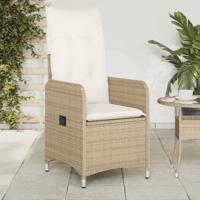 Tuinstoelen 2 st verstelbaar met kussens poly rattan beige - thumbnail