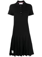 Thom Browne robe-polo mi-longue plissée - Noir