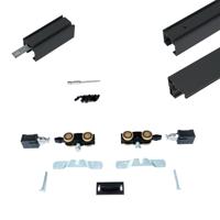 Xperta set 2m rail - Zwart - vloerplint - Enkele deur - opbouw - thumbnail