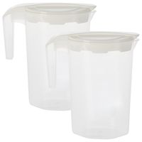 Schenkkan/waterkan - 2x - wit - 1750 ML - kunststof - 22 x 10 x 22 cm