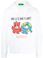 DSQUARED2 hoodie imprimé à lien de resserrage - Blanc - thumbnail