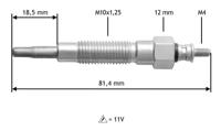 Gloeibougie VALEO, Spanning (Volt)11V, u.a. für Mitsubishi, KIA, Hyundai