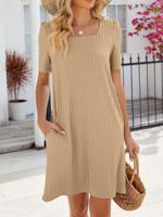 Loose Casual Square Neck Dress With No