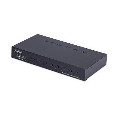StarTech.com 8-Port DisplayPort KVM Switch met 1U Rackmontage Kit, 4K 60Hz DP 1.2, Drukknop/Hotkey Schakelaar, 4-Port USB Hub