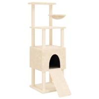 vidaXL Kattenmeubel met sisal krabpalen 153 cm crèmekleurig, kattenpaal, kattenboom, kattenkrabpaal, kattenhuis, kattenmeubel, kattenpalen