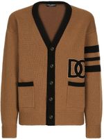 Dolce & Gabbana cardigan en laine vierge à logo DG - Marron