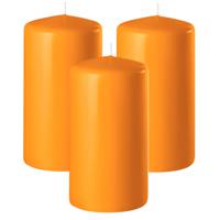 Enlightening Candles Cilinder/stompkaars - 3x - oranje - D6 x H15 cm - 58 branduur