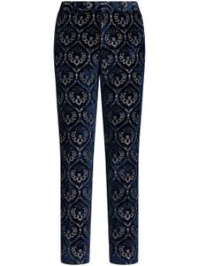 ETRO pantalon slim en velours à motif en jacquard - Bleu