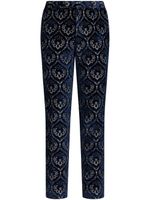 ETRO pantalon slim en velours à motif en jacquard - Bleu - thumbnail