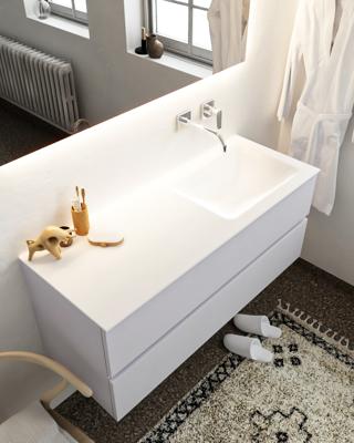 Mondiaz Vica 120cm badmeubel cale 2 lades wastafel Cloud rechts zonder kraangat Mondiaz Vica 120cm badmeubel cale 2 lades wastafel Cloud rechts zonder kraangat