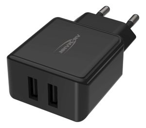 Ansmann HomeCharger HC212 USB-oplader 12 W Thuis Uitgangsstroom (max.) 2400 mA Aantal uitgangen: 2 x USB 2.0 bus A