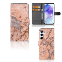 Samsung Galaxy A55 Bookcase Marmer Oranje - thumbnail