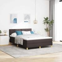 vidaXL Boxspring Bed met Matras Donkerbruin 140x200 cm Stof