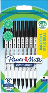 Paper Mate balpen Kilometrico, medium, blister van 8 stuks, zwart