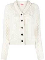 Kenzo cardigan en maille torsadée à col v - Blanc