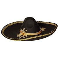Boland 95469 - Sombrero Carlos, diameter 55 cm, zwart-goud, hoed, Mexico, Mexicaan, accessoire, carnaval, themafeest